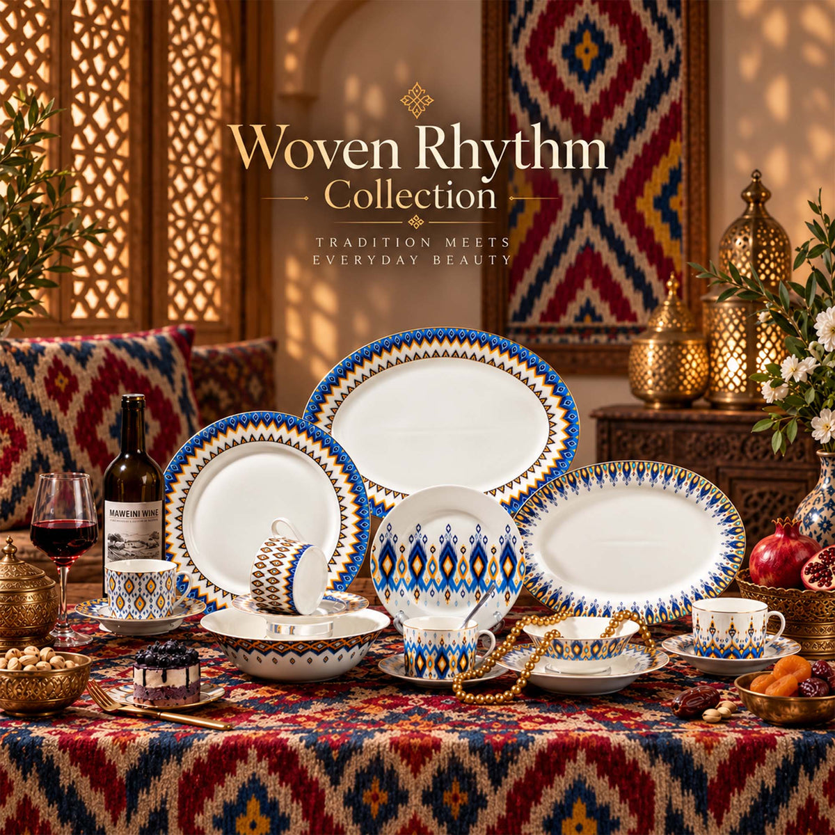 Donglin Homeware Y6750 Woven Rhythm New Bone China Dinnerware Collection