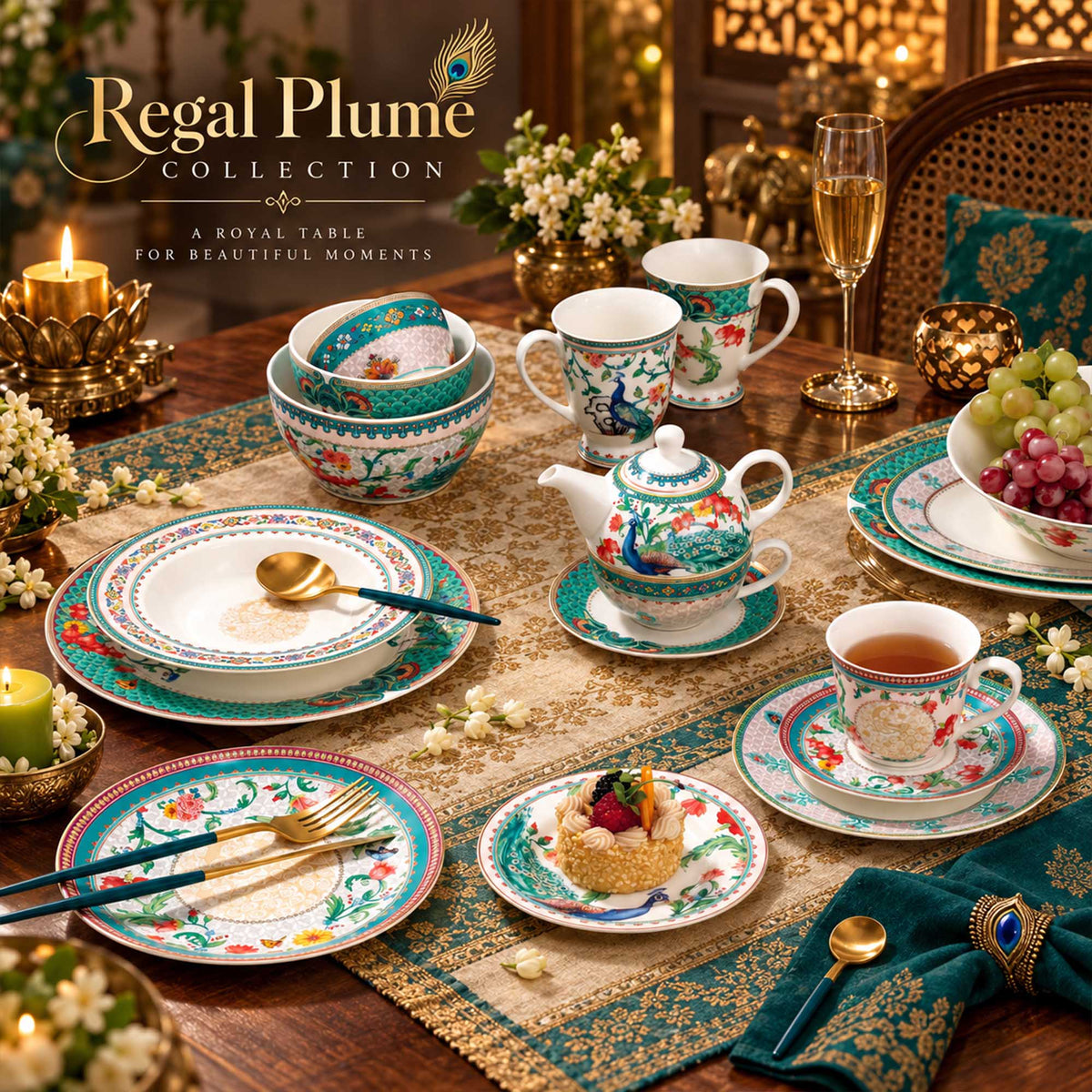 Donglin Homeware Y6770 Regal Plume New Bone China Dinnerware Collection