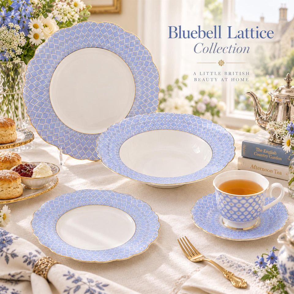 Y6786 Bluebell Lattice Geschirrkollektion aus New Bone China