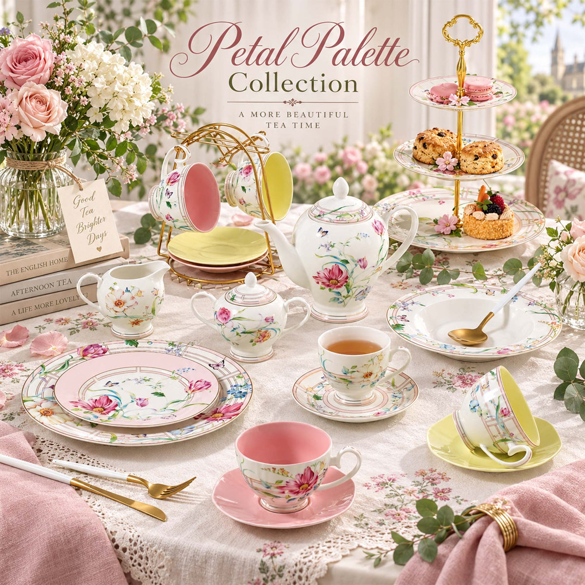 Donglin Homeware Y6804 Petal Palette New Bone China Dinnerware Collection