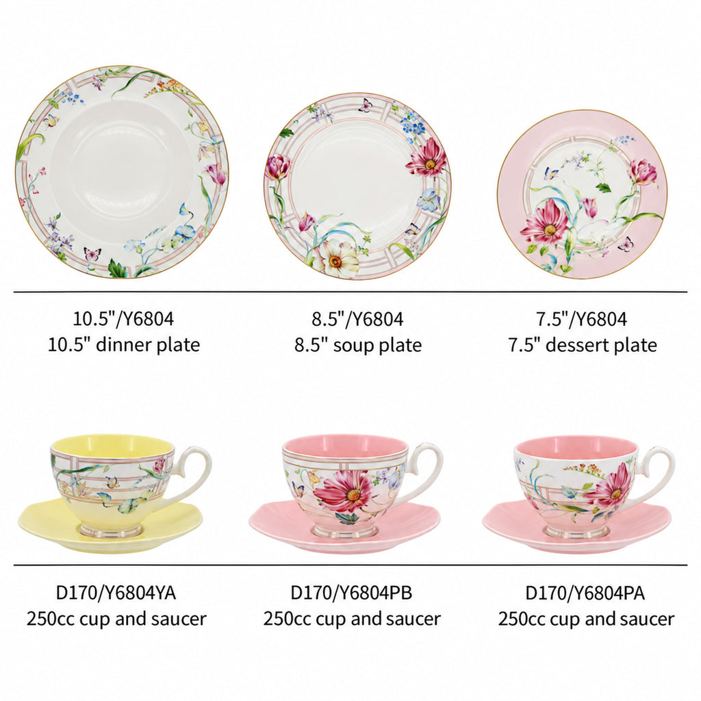 Donglin Homeware – Y6804 Petal Palette Geschirrkollektion aus New Bone China – Formdetails