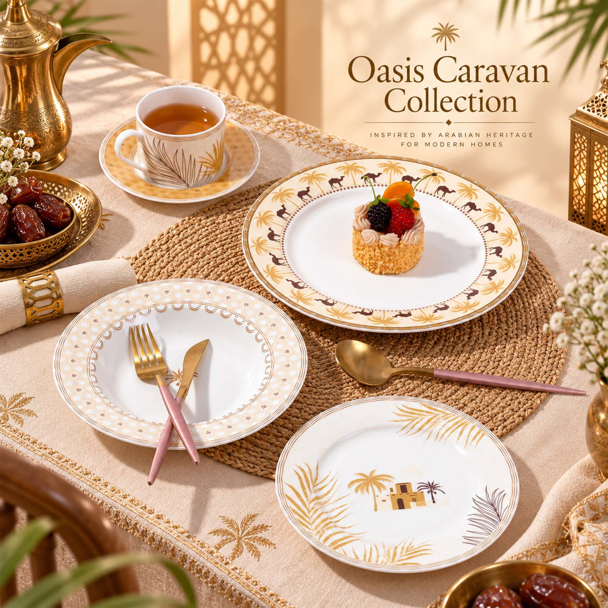 Donglin Homeware Y6806 Oasis Caravan New Bone China Dinnerware Collection