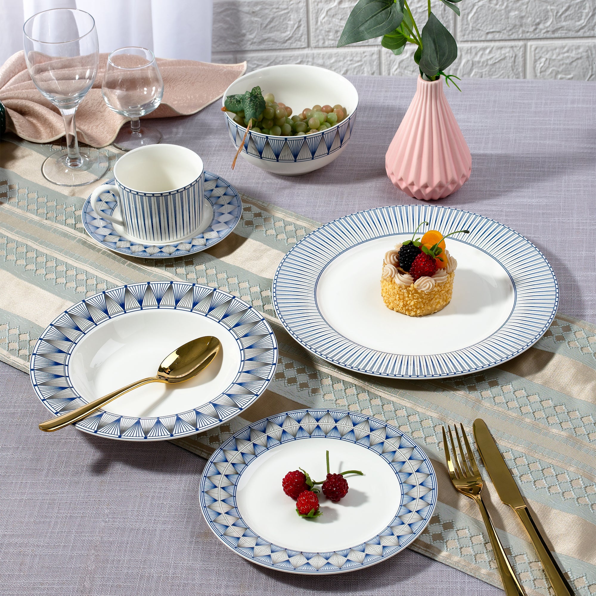 Donglin Homeware Y6833 Fan Geometry Tableware Collection