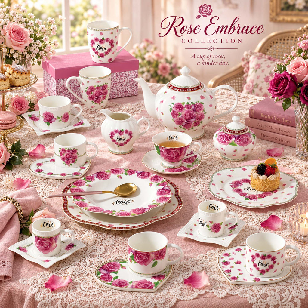 Donglin Homeware – Y6845 Rose Embrace Geschirrkollektion aus New Bone China