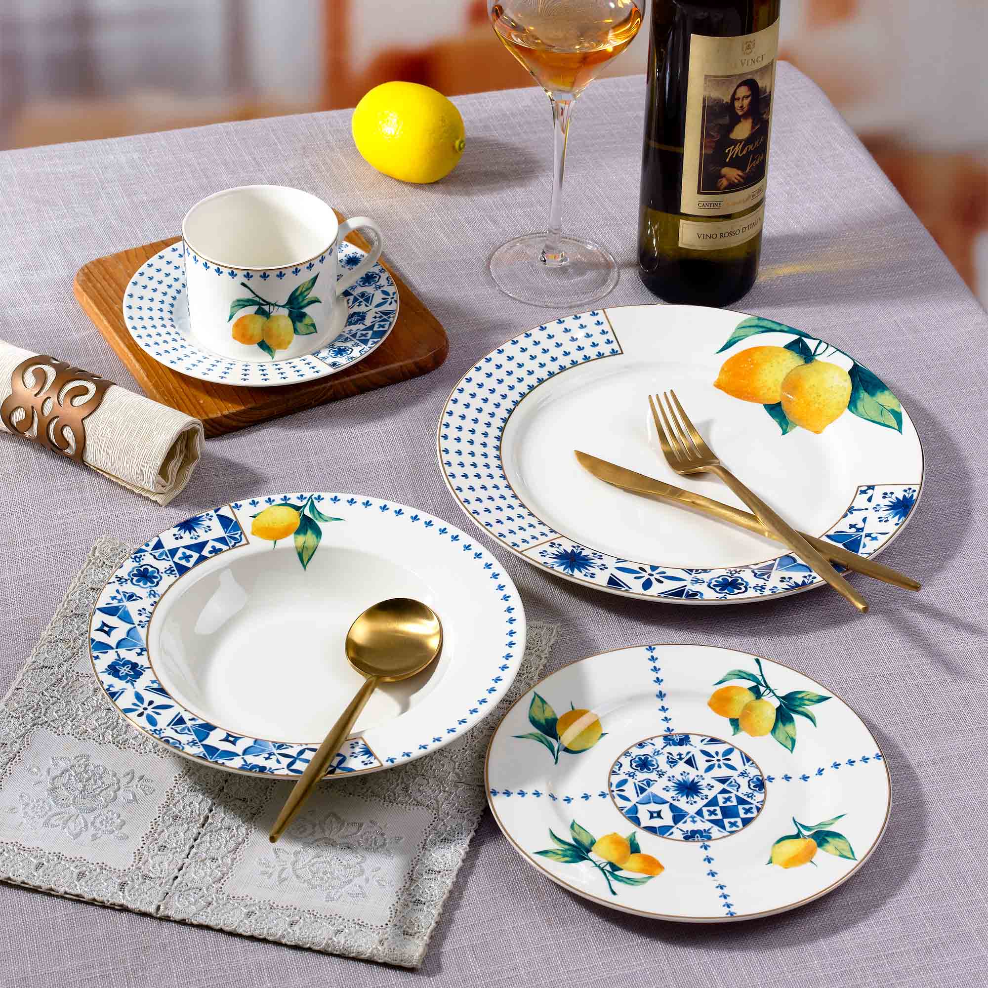Donglin Homeware Y6848 Lemon Cobalt Tableware Collection