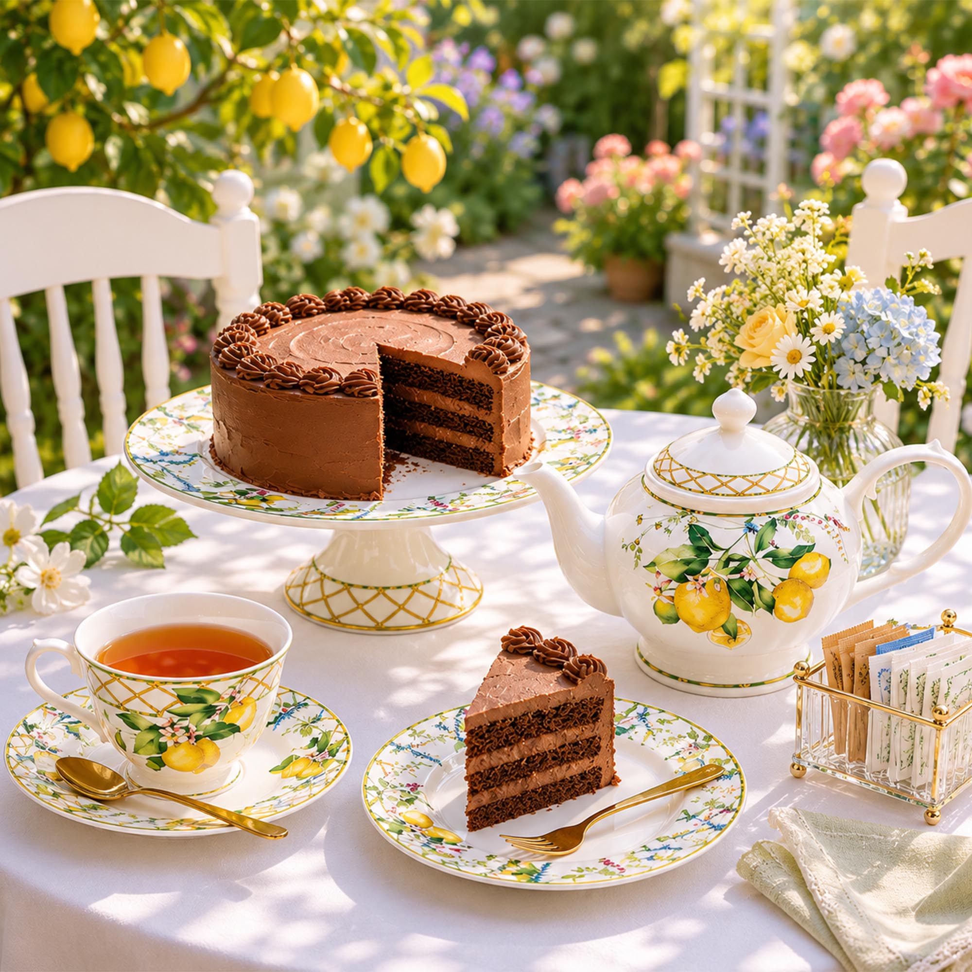 Donglin Homeware Y6946 Lemon Grove Collection Afternoon Tea Set