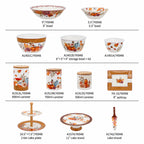 Donglin Homeware Y6948 Woodland Harvest — Colección de vajilla — porcelana New Bone China — Formas y detalles de las piezas