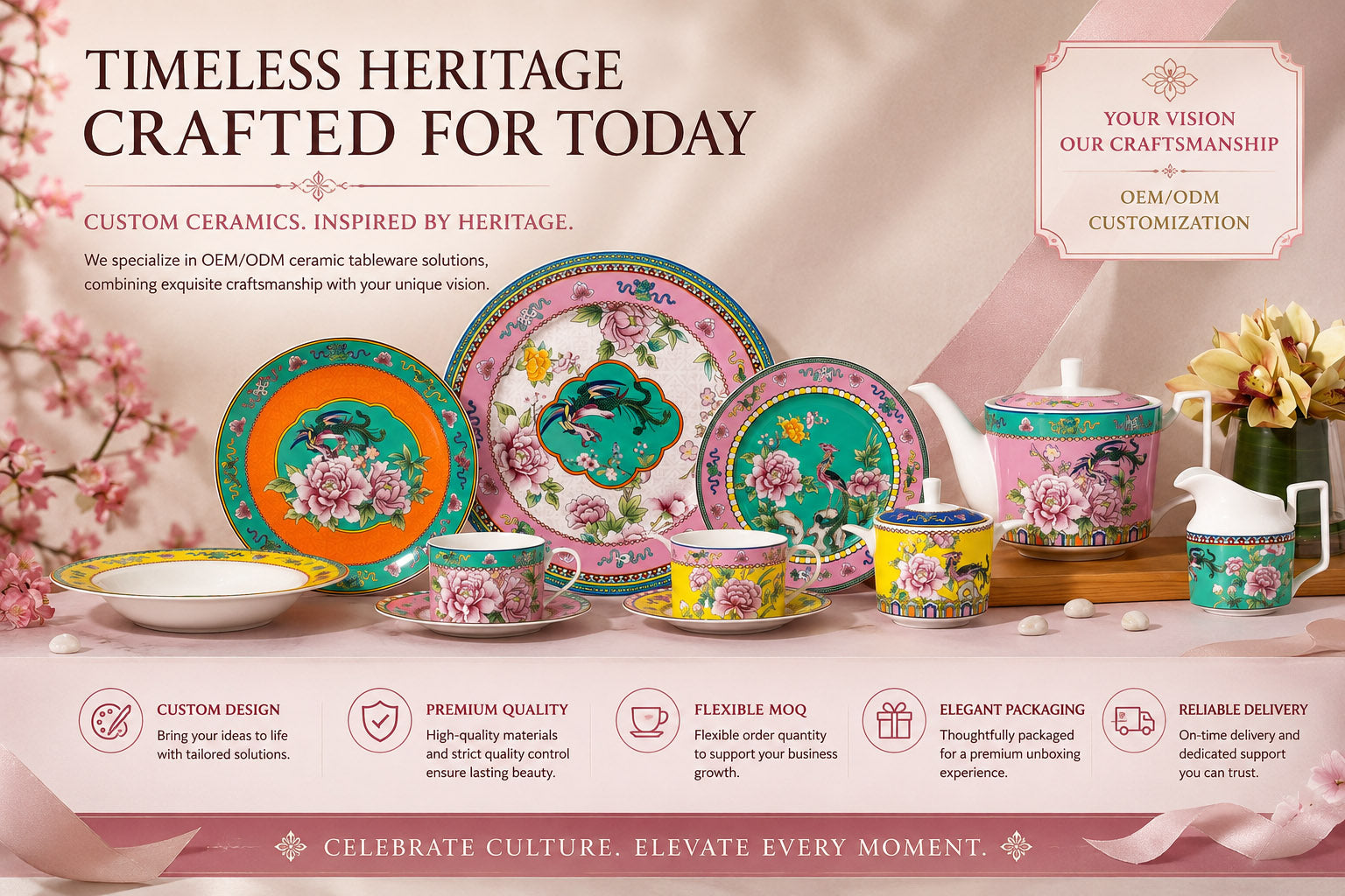 Donglin Homeware Y6978 Straits Phoenix Collection Banner Bottom
