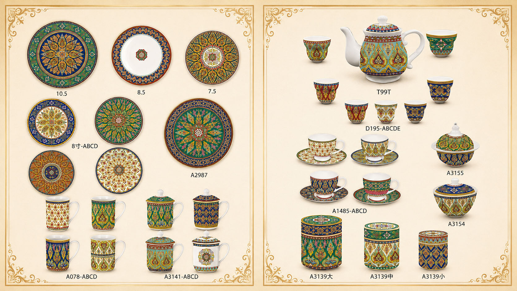 Donglin Homeware Y6983 Benjarong Silk Road Collection Shapes
