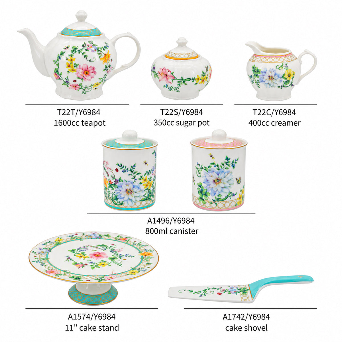 Colección de vajilla New Bone China — Y6984 Wildflower Meadow