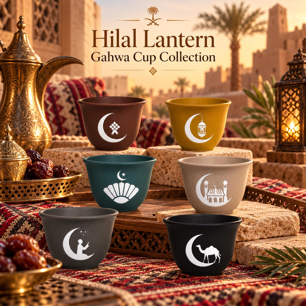 Y6994 Hilal Lantern Gahwa Cup Collection