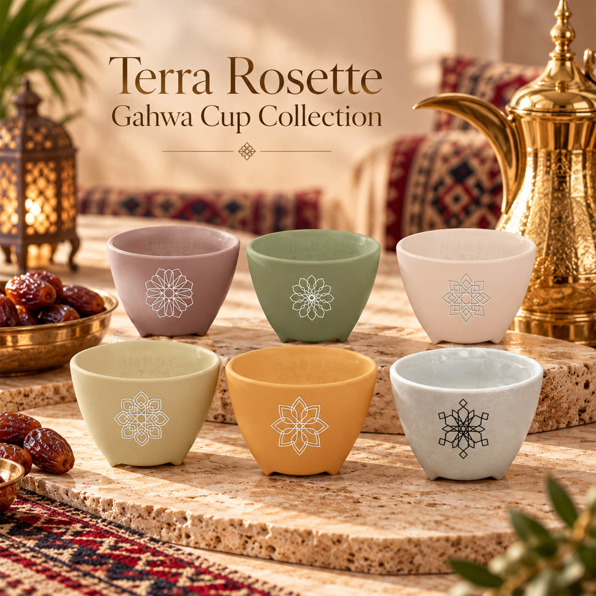 Donglin Homeware Y7049 Terra Rosette Gahwa Cup Collection