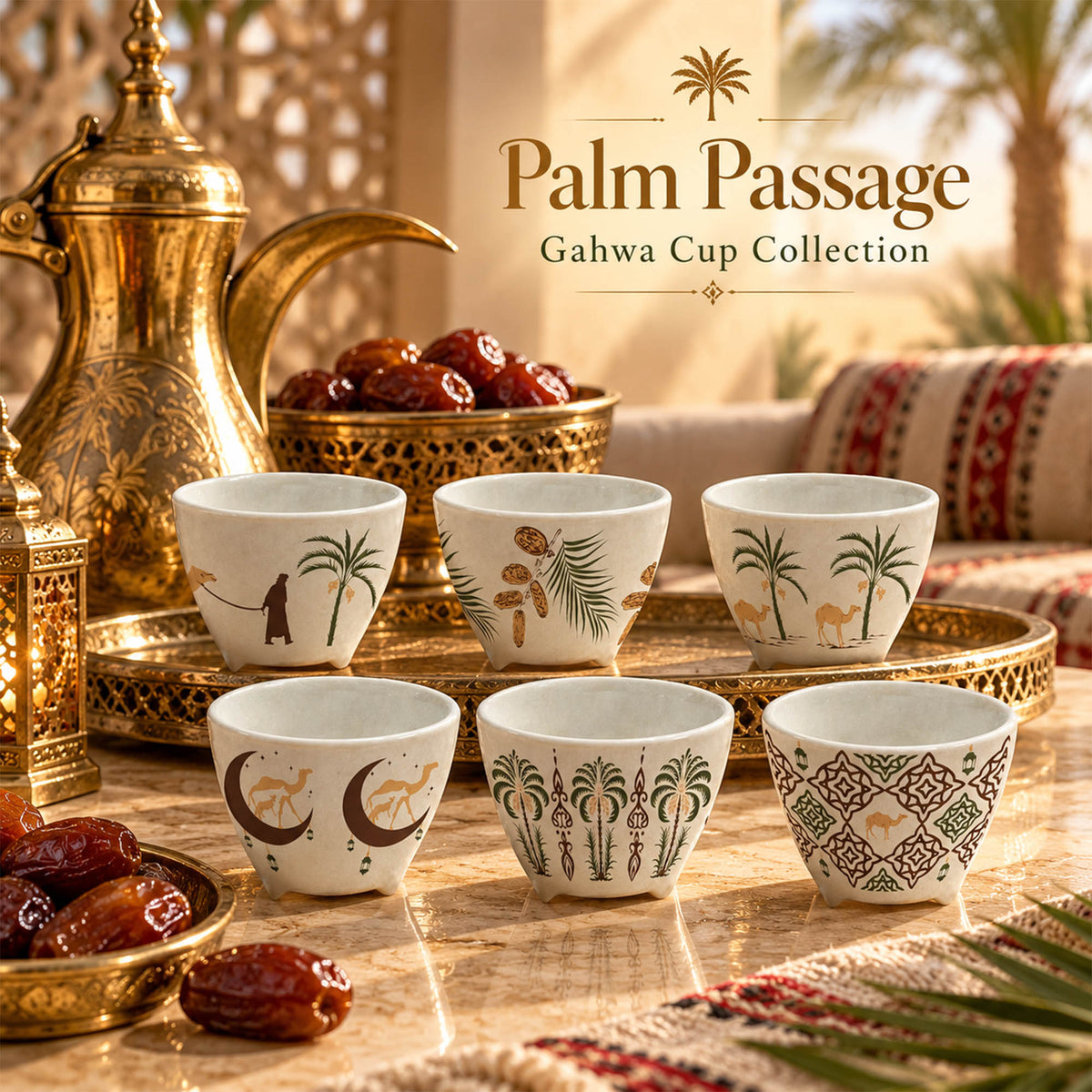 Donglin Homeware Y7055 Palm Passage Gahwa Cup Collection
