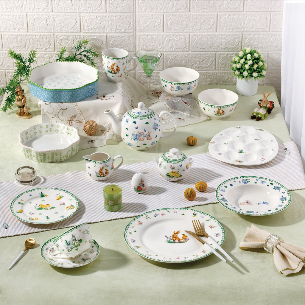 Donglin Homeware Bunny Meadow - Farmhouse Style Ceramic Tableware Set