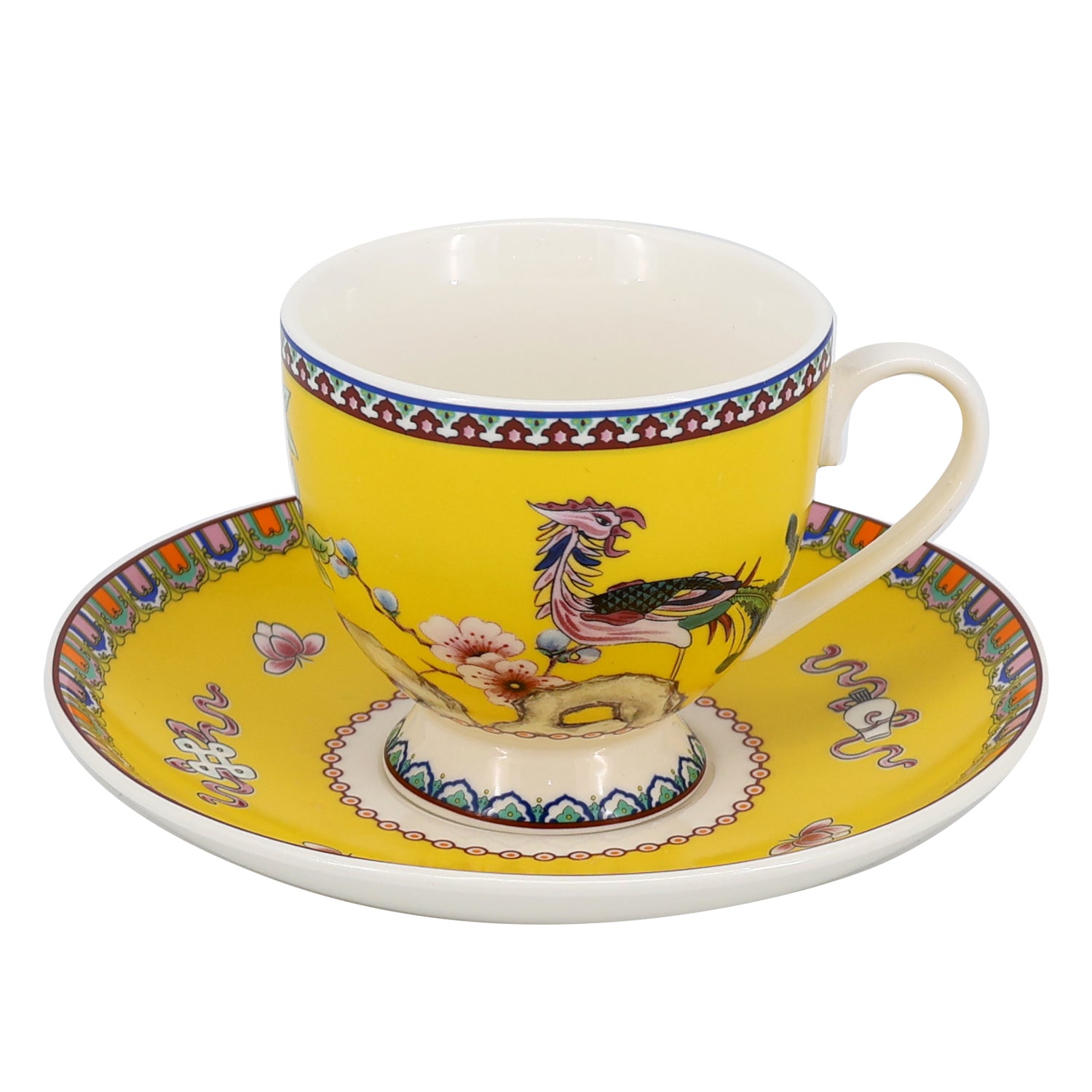 Donglin Homeware Auspicious Phoenix Nature Style Ceramic Tableware Set 220cc Cup and Saucer