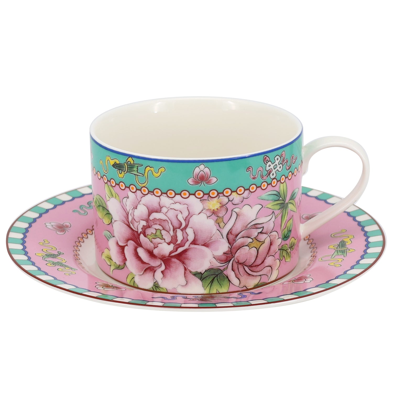 Donglin Homeware Auspicious Phoenix Nature Style Ceramic Tableware Set 220cc Cup and Saucer