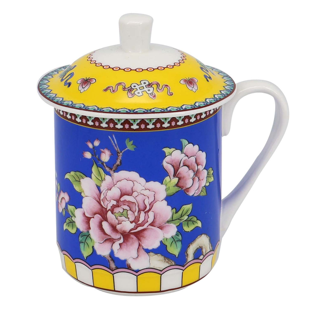 Donglin Homeware Auspicious Phoenix Nature Style Ceramic Tableware Set 350cc Lidded Cup