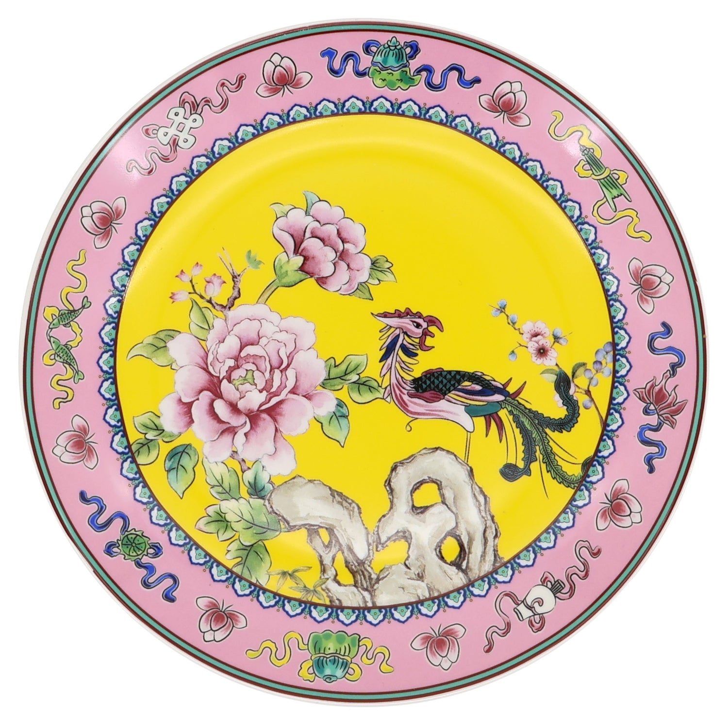 Donglin Homeware Auspicious Phoenix Nature Style Ceramic Tableware Set 8-inch Coup Plate