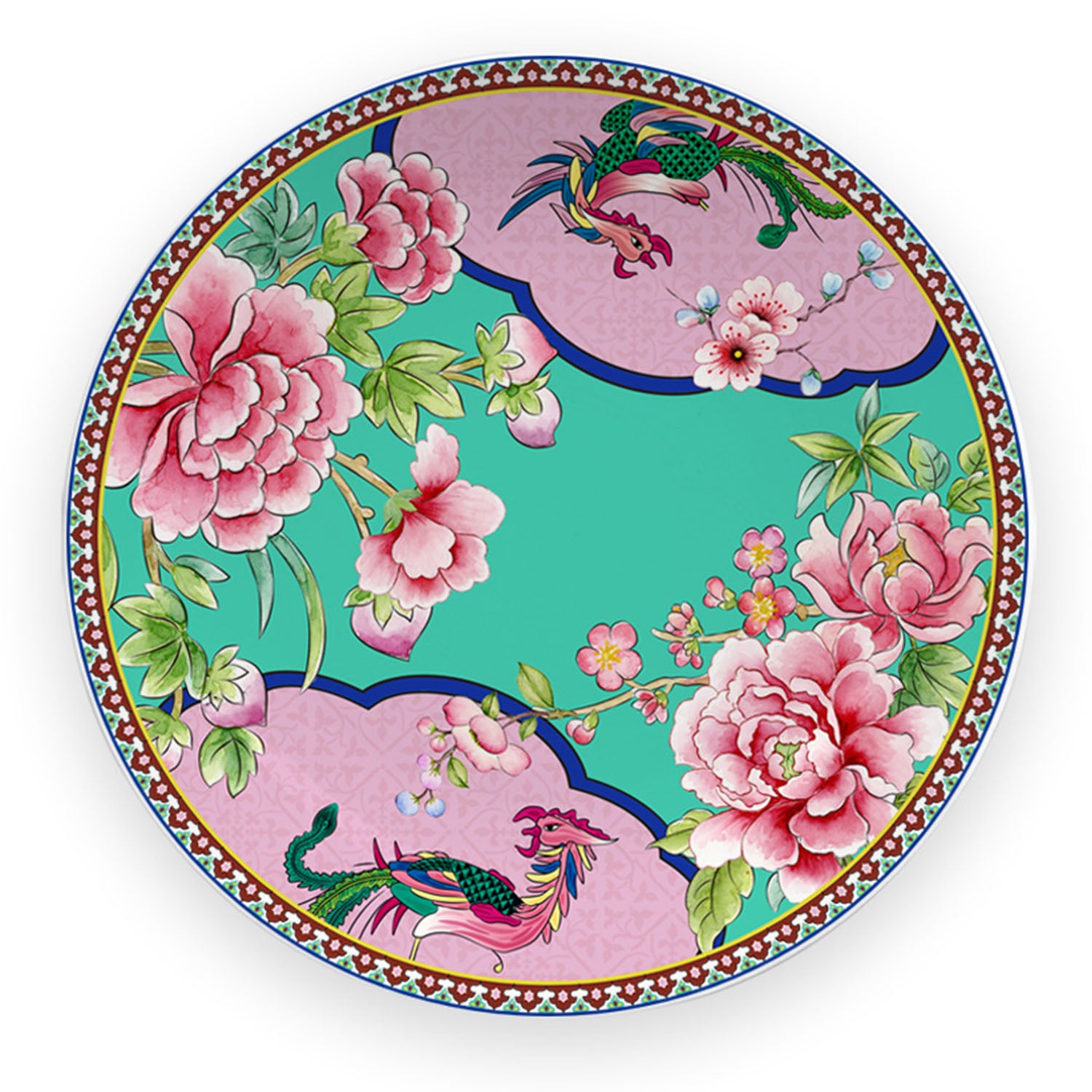 Donglin Homeware Auspicious Phoenix Nature Style Ceramic Tableware Set 8-inch Coupe Plate