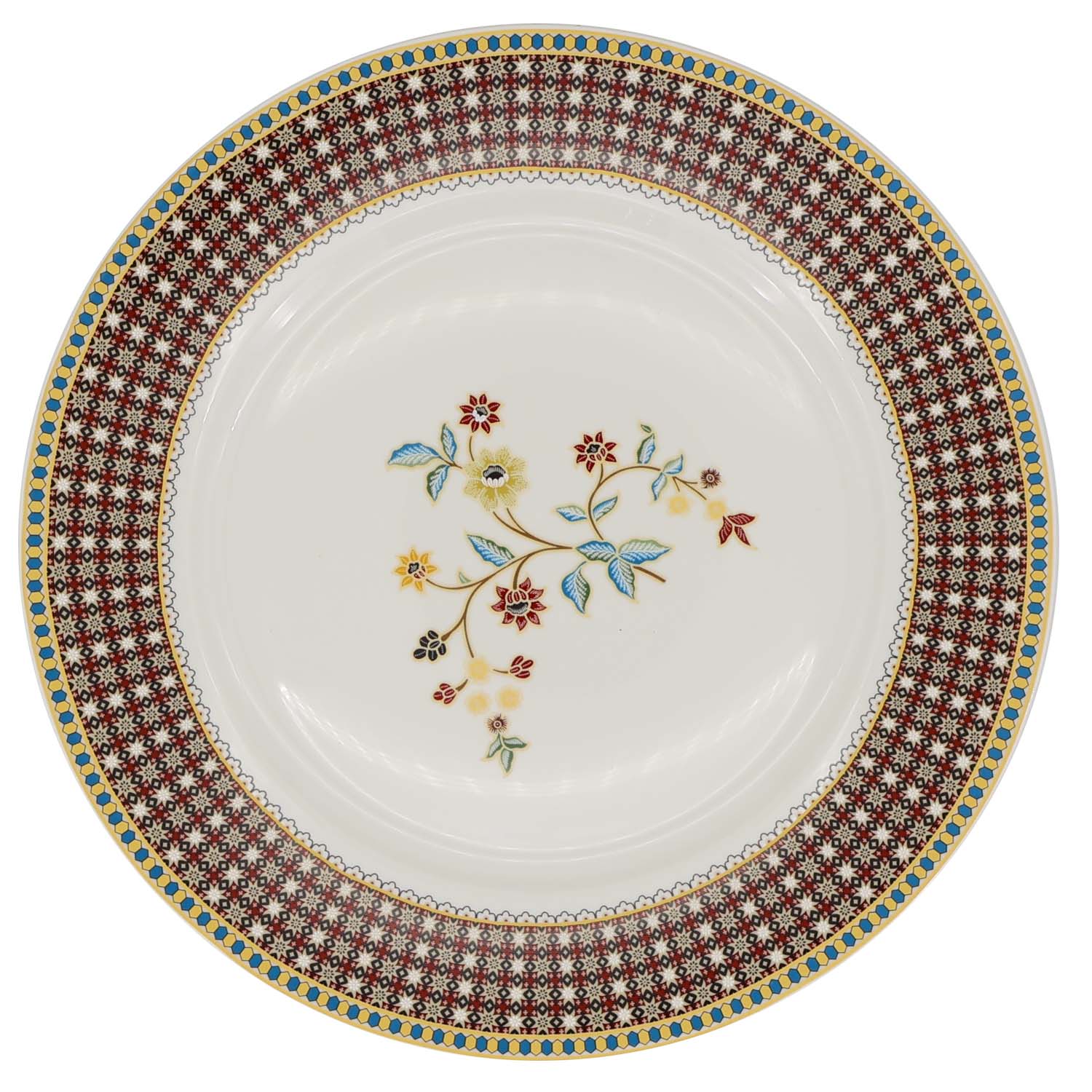 Donglin Homeware Batik Tiga Negeri - Farmhouse Style Ceramic Tableware Set 10.5-inch Dinner Plate