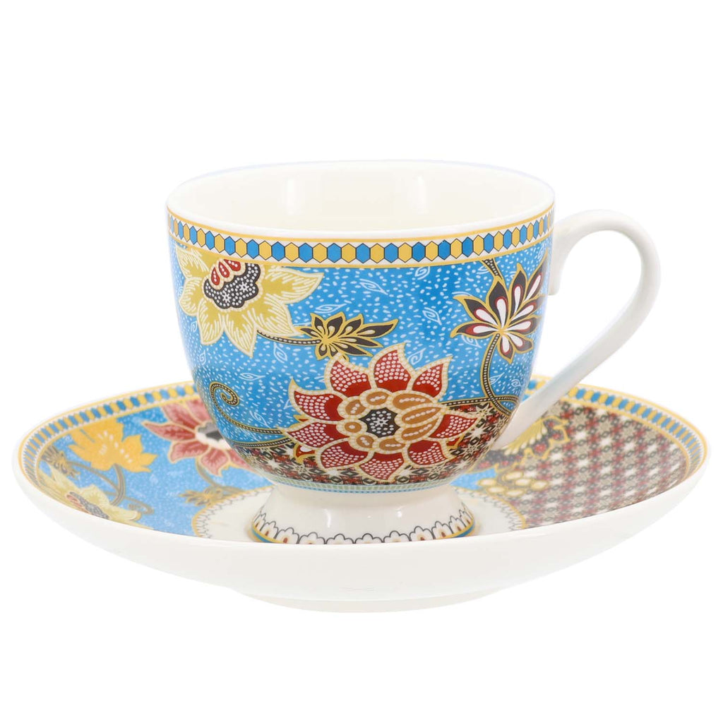 Donglin Homeware Batik Tiga Negeri - Farmhouse Style Ceramic Tableware Set 200cc Cup and Saucer