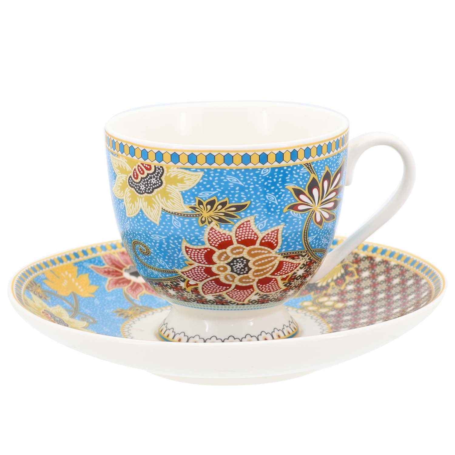 Donglin Homeware Batik Tiga Negeri - Farmhouse Style Ceramic Tableware Set 200cc Cup and Saucer