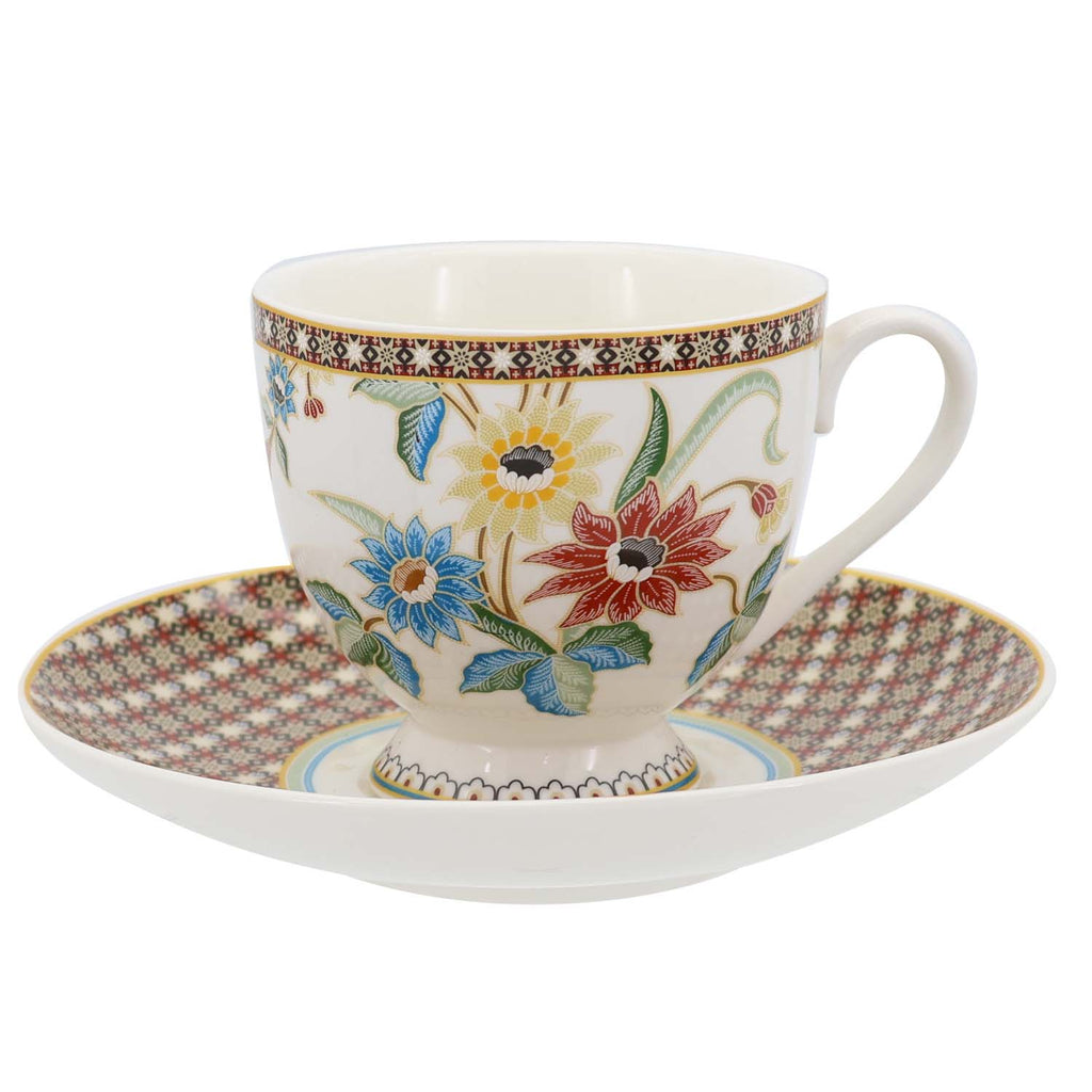 Donglin Homeware Batik Tiga Negeri - Farmhouse Style Ceramic Tableware Set 200cc Cup and Saucer