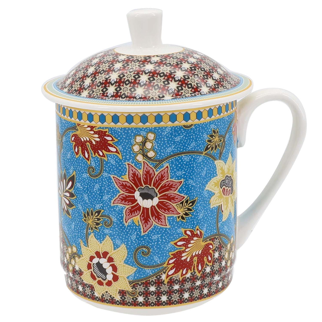 Donglin Homeware Batik Tiga Negeri - Farmhouse Style Ceramic Tableware Set 350cc Lidded Cup
