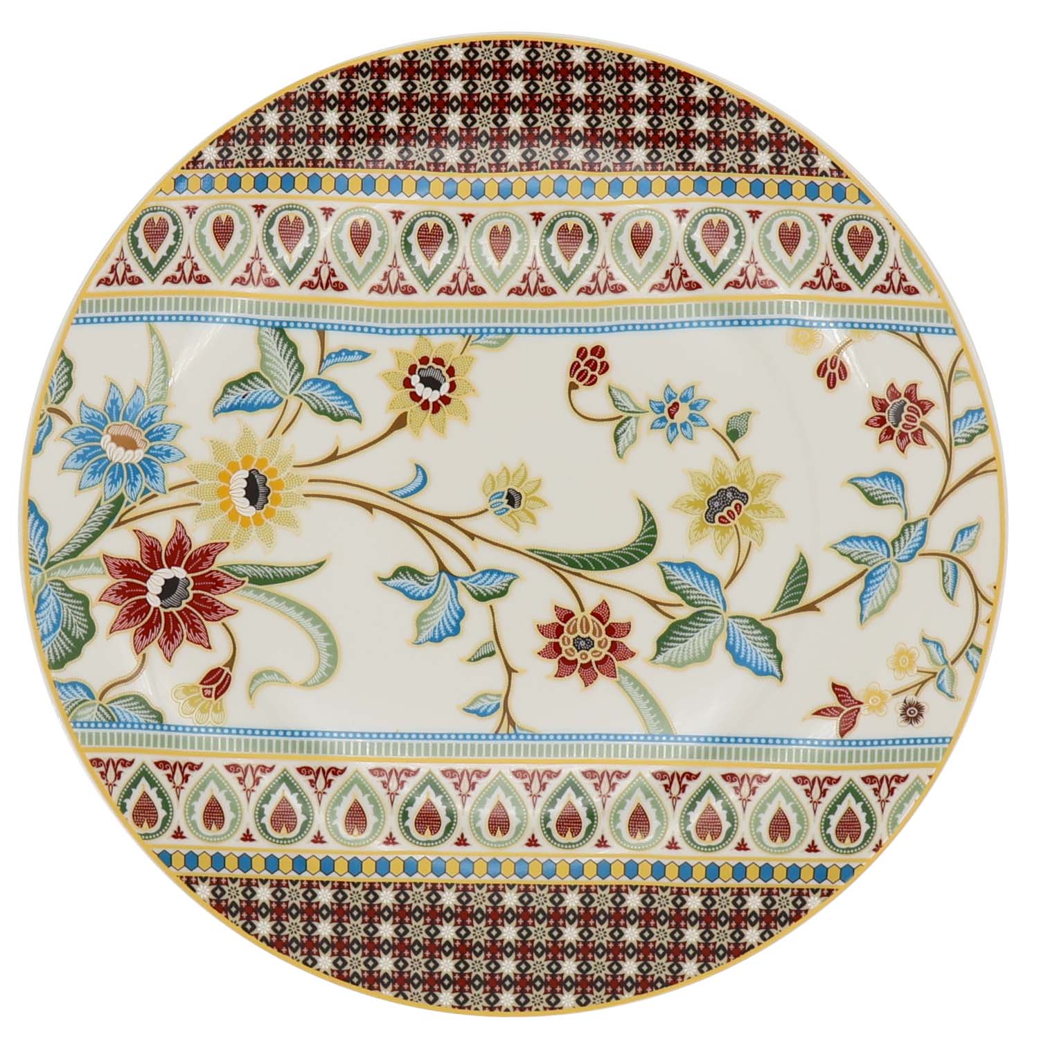 Donglin Homeware Batik Tiga Negeri - Farmhouse Style Ceramic Tableware Set 8-inch Dessert Plate