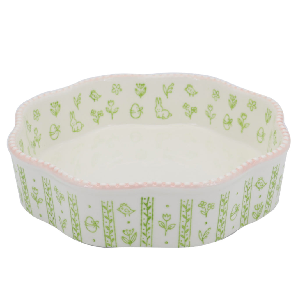 Donglin Homeware Bunny Meadow - Farmhouse Style Ceramic Tableware Set 20.5cm diameter-baking dish