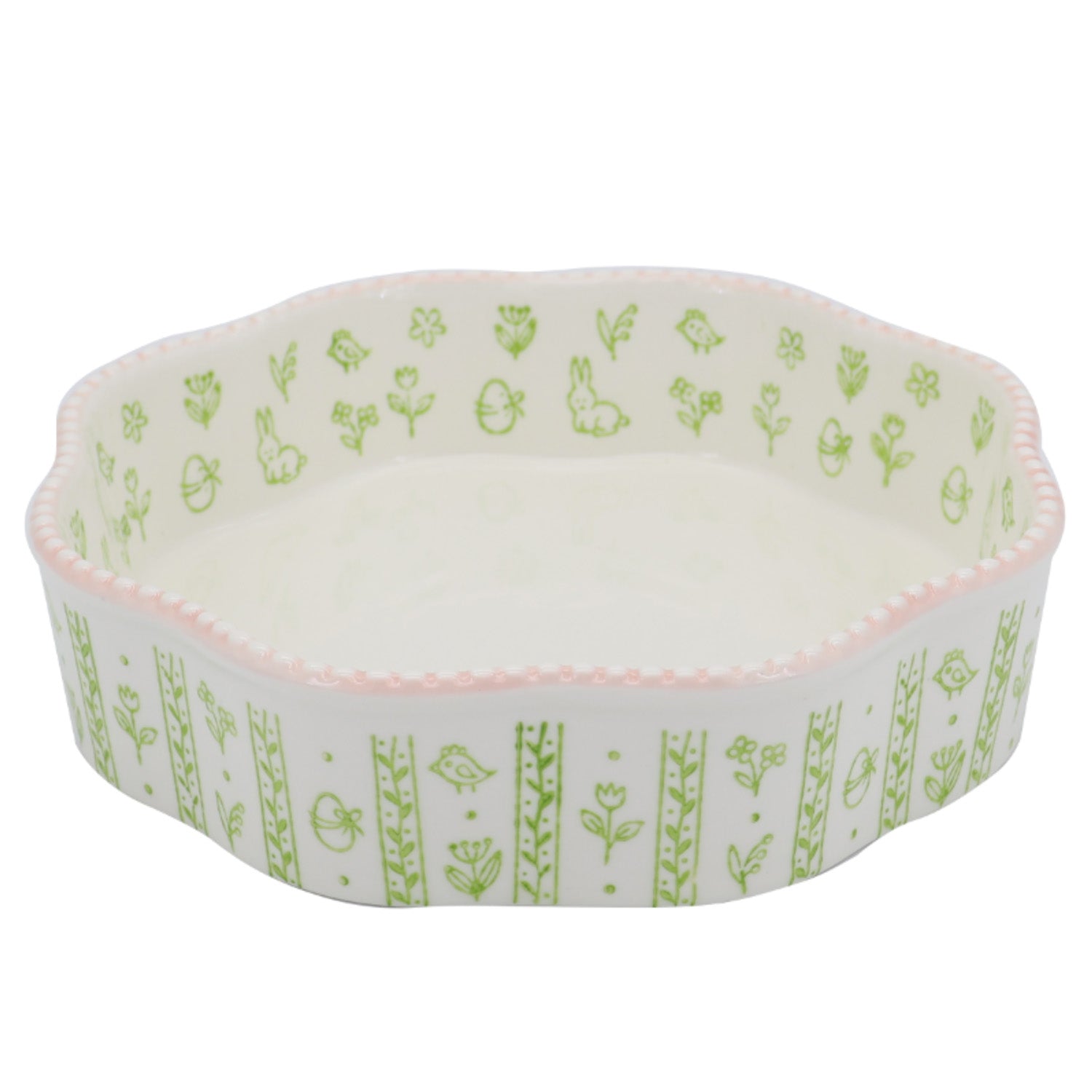 Donglin Homeware Bunny Meadow - Farmhouse Style Ceramic Tableware Set 20.5cm diameter-baking dish