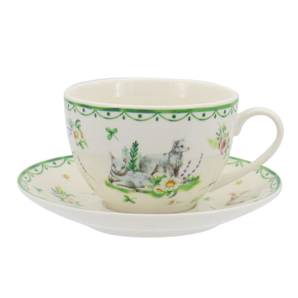Donglin Homeware Bunny Meadow - Farmhouse Style Ceramic Tableware Set 240cc cup saucer