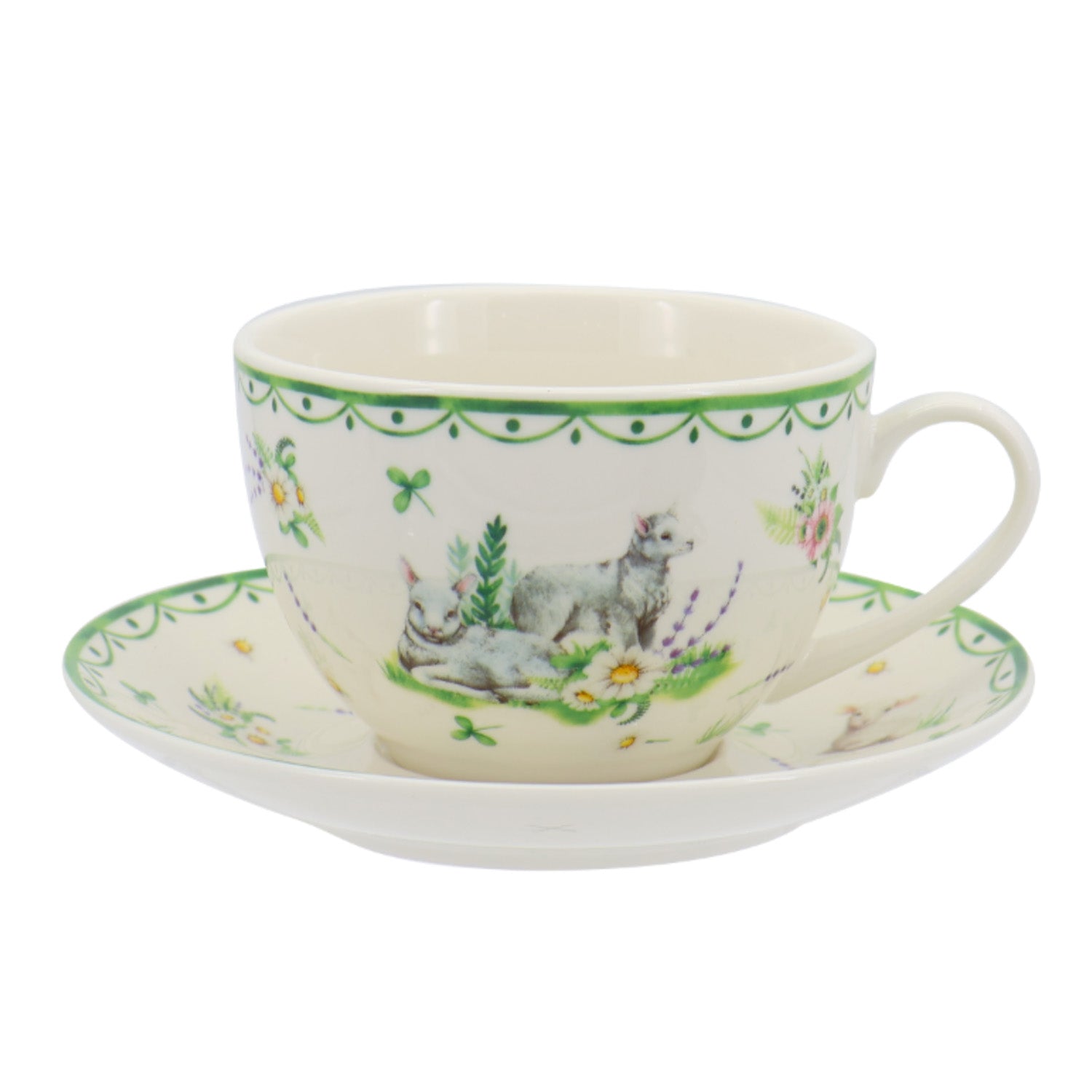 Donglin Homeware Bunny Meadow - Farmhouse Style Ceramic Tableware Set 240cc cup saucer