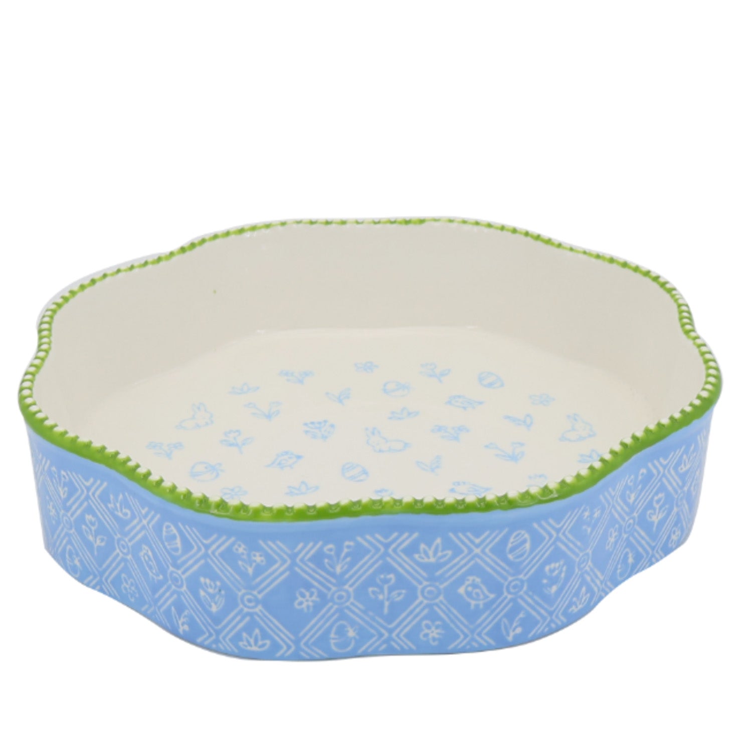 Donglin Homeware Bunny Meadow - Farmhouse Style Ceramic Tableware Set 25.5cm diameter-baking dish