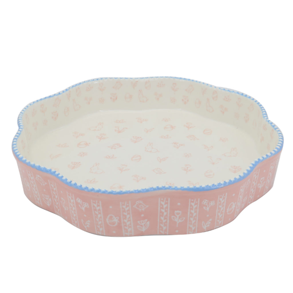 Donglin Homeware Bunny Meadow - Farmhouse Style Ceramic Tableware Set 30.5cm diameter-baking dish