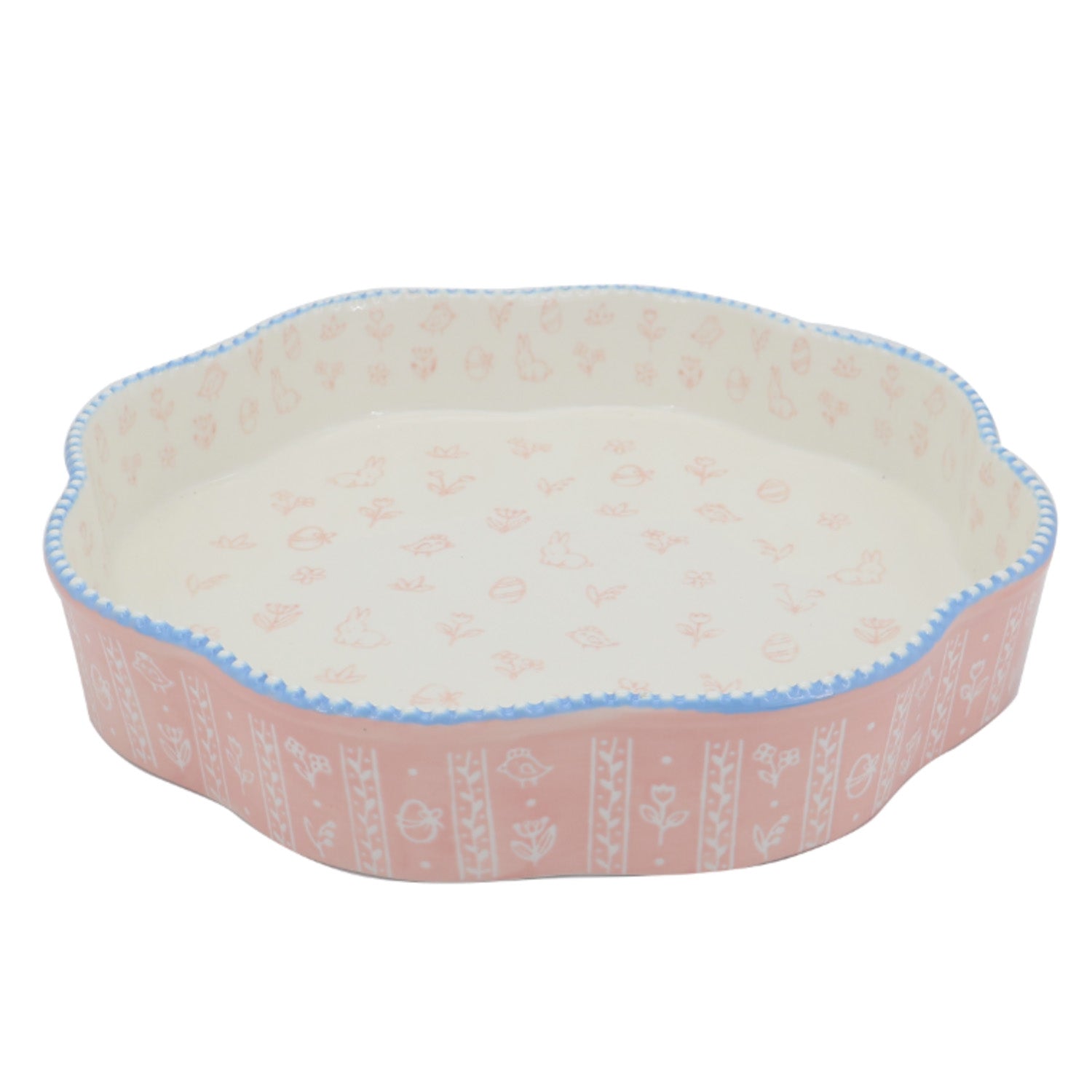 Donglin Homeware Bunny Meadow - Farmhouse Style Ceramic Tableware Set 30.5cm diameter-baking dish