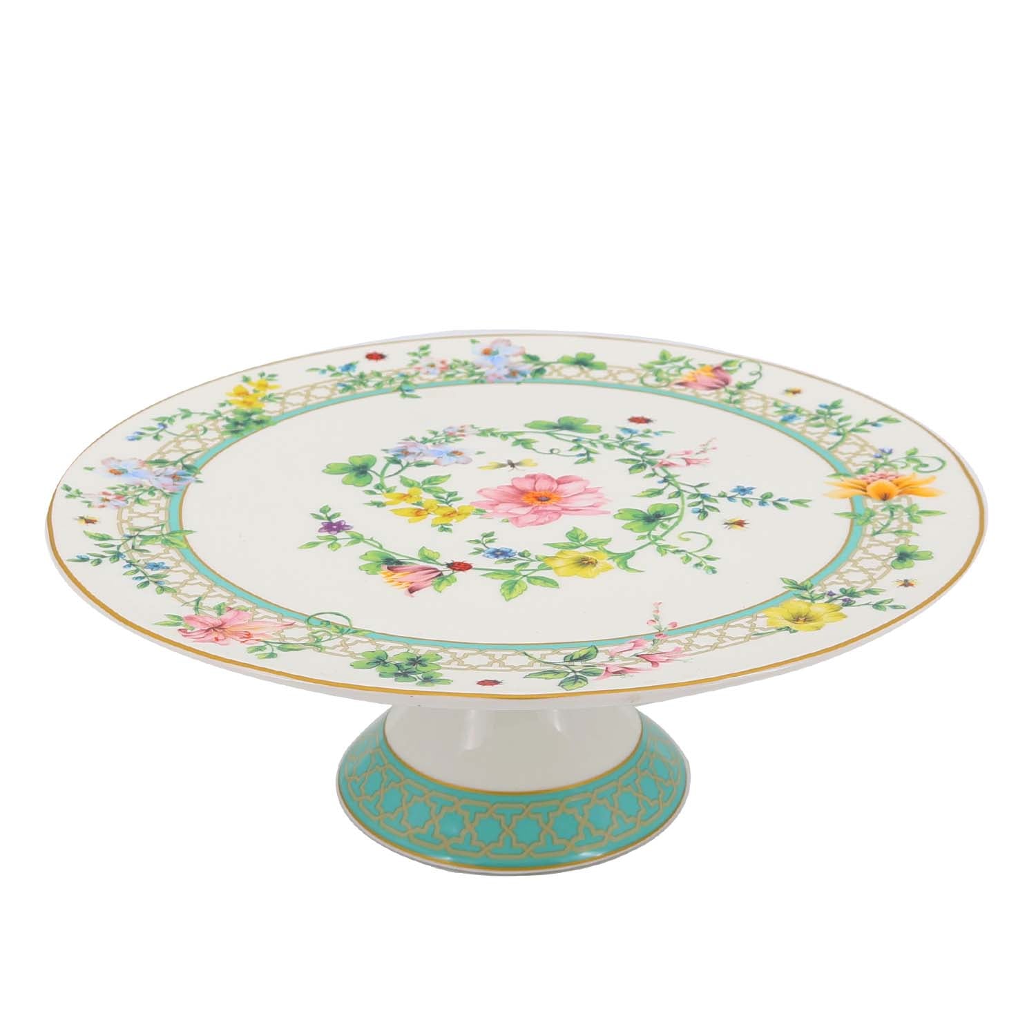 Donglin Homeware Manor Wildflower - Farmhouse Style Ceramic Tableware Set 11-inch cake stand