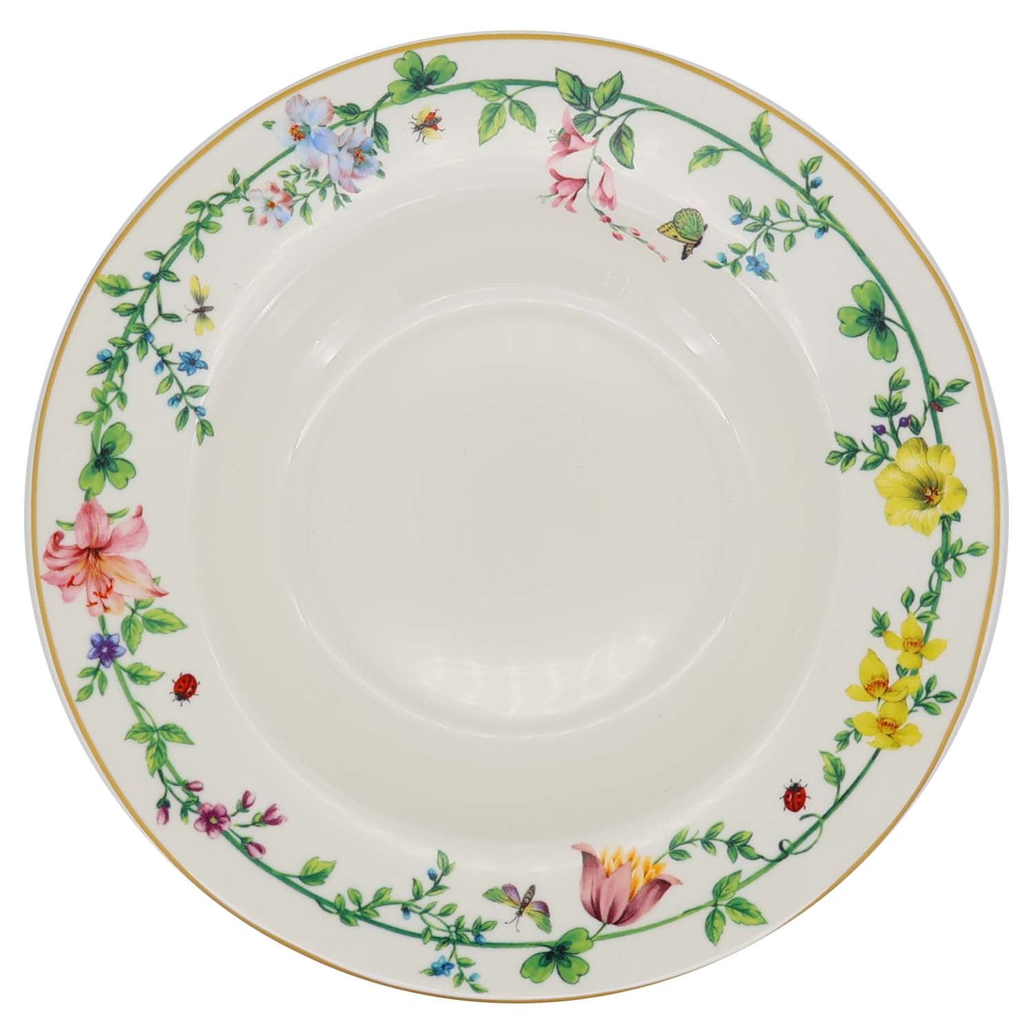Donglin Homeware Manor Wildflower - Farmhouse Style Ceramic Tableware Set 8.5-inch soup plate
