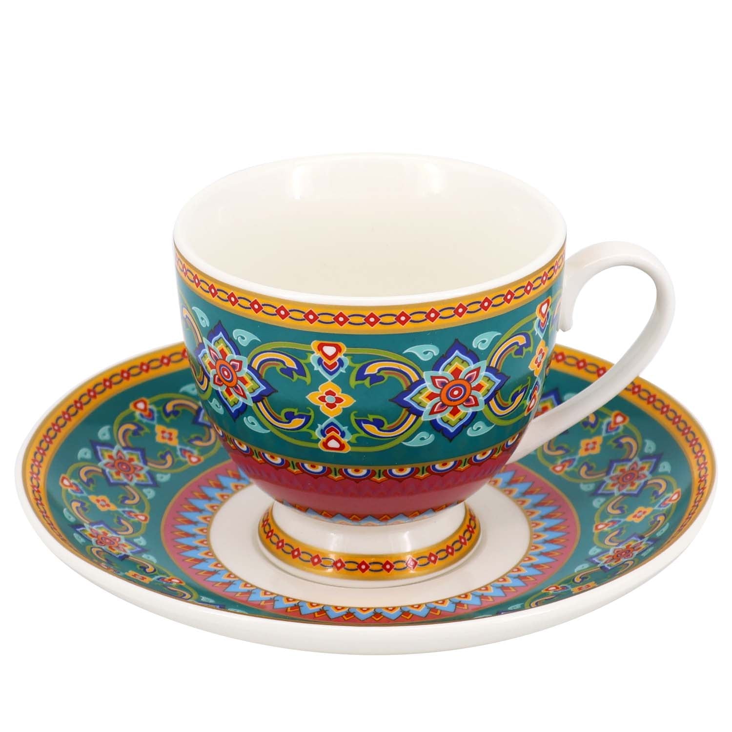 Donglin Homeware Persian Mandala - Bohemian Style Ceramic Tableware Set 220cc cup and saucer
