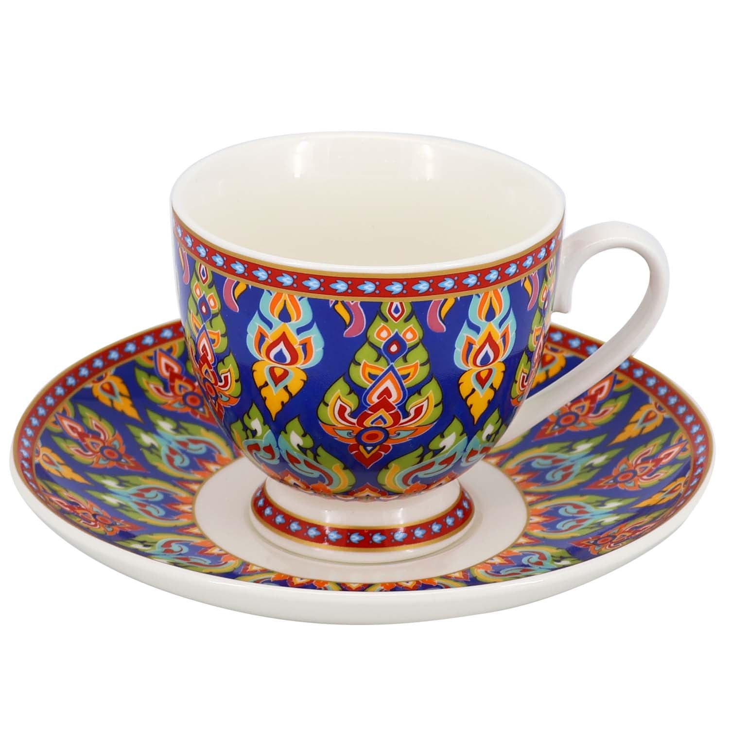 Donglin Homeware Persian Mandala - Bohemian Style Ceramic Tableware Set 220cc cup and saucer