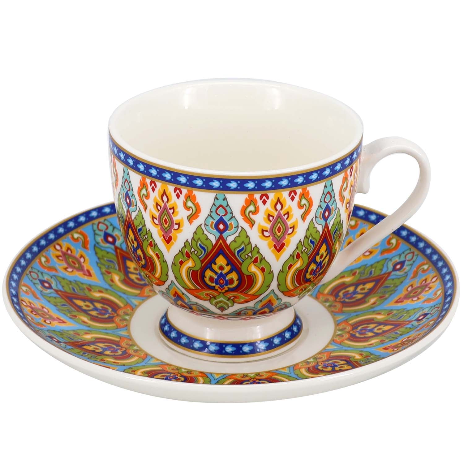 Donglin Homeware Persian Mandala - Bohemian Style Ceramic Tableware Set 220cc cup and saucer