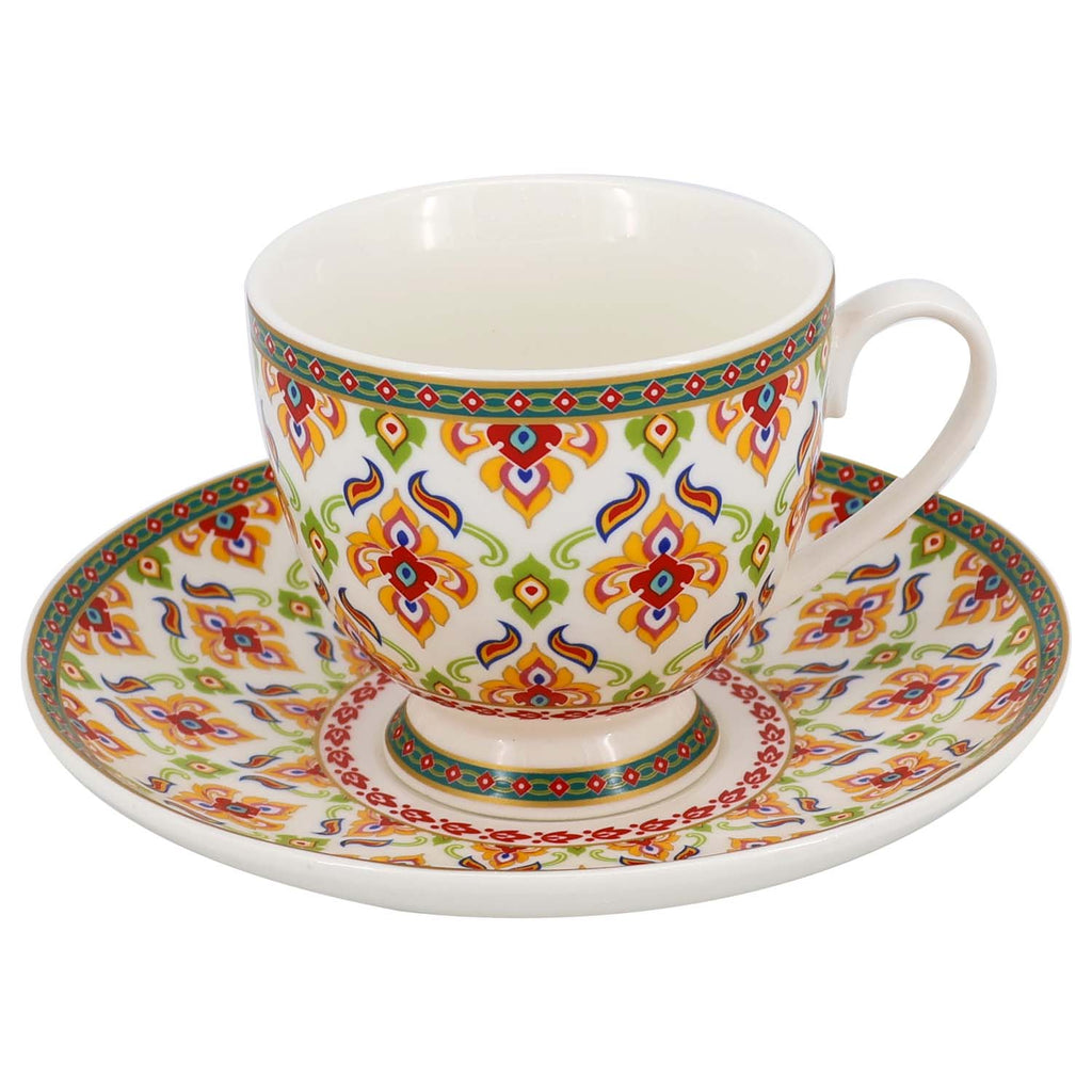 Donglin Homeware Persian Mandala - Bohemian Style Ceramic Tableware Set 220cc cup and saucer
