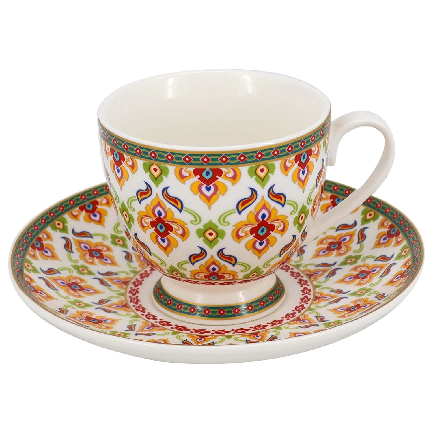 Donglin Homeware Persian Mandala - Bohemian Style Ceramic Tableware Set 220cc cup and saucer