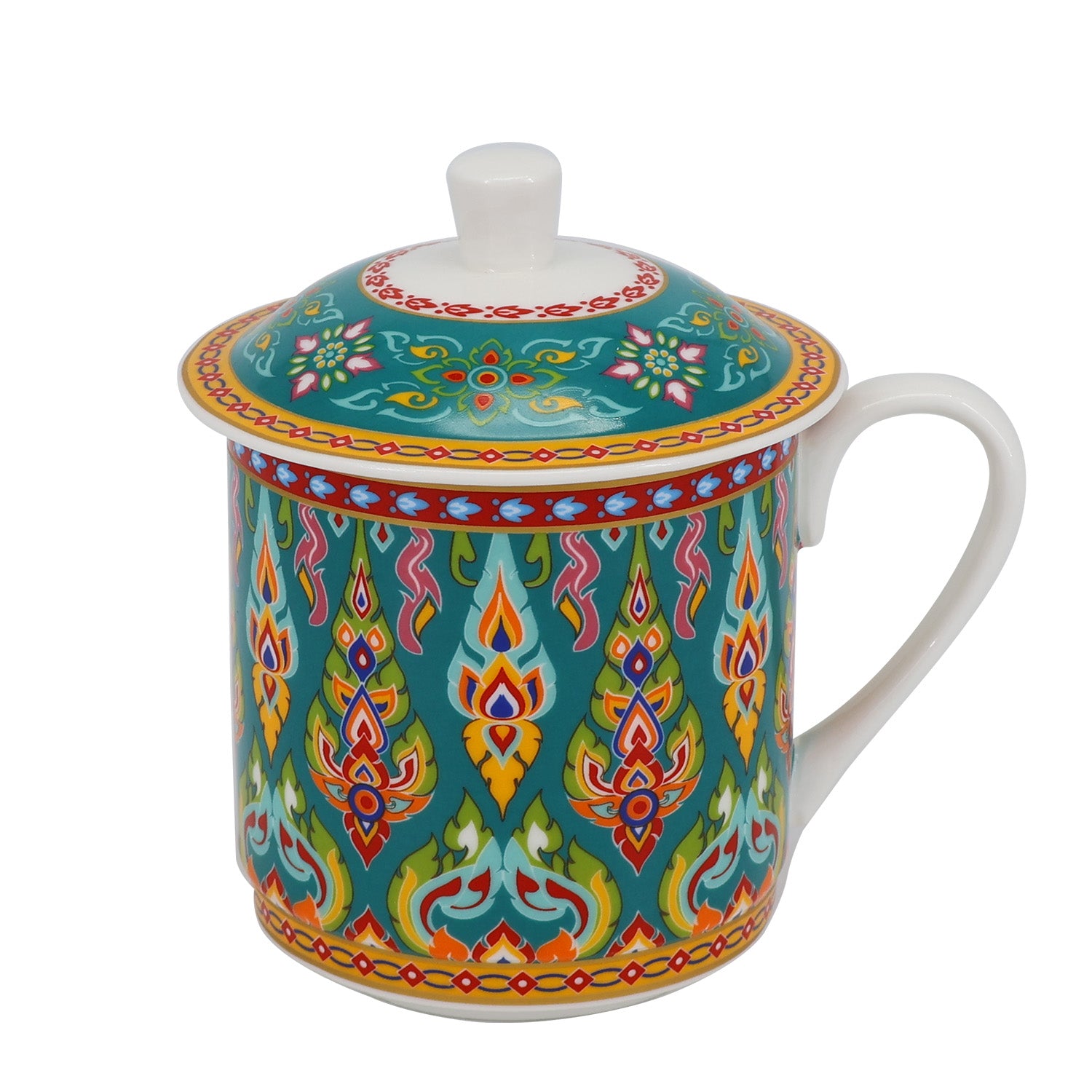 Donglin Homeware Persian Mandala - Bohemian Style Ceramic Tableware Set 350cc lidded cup