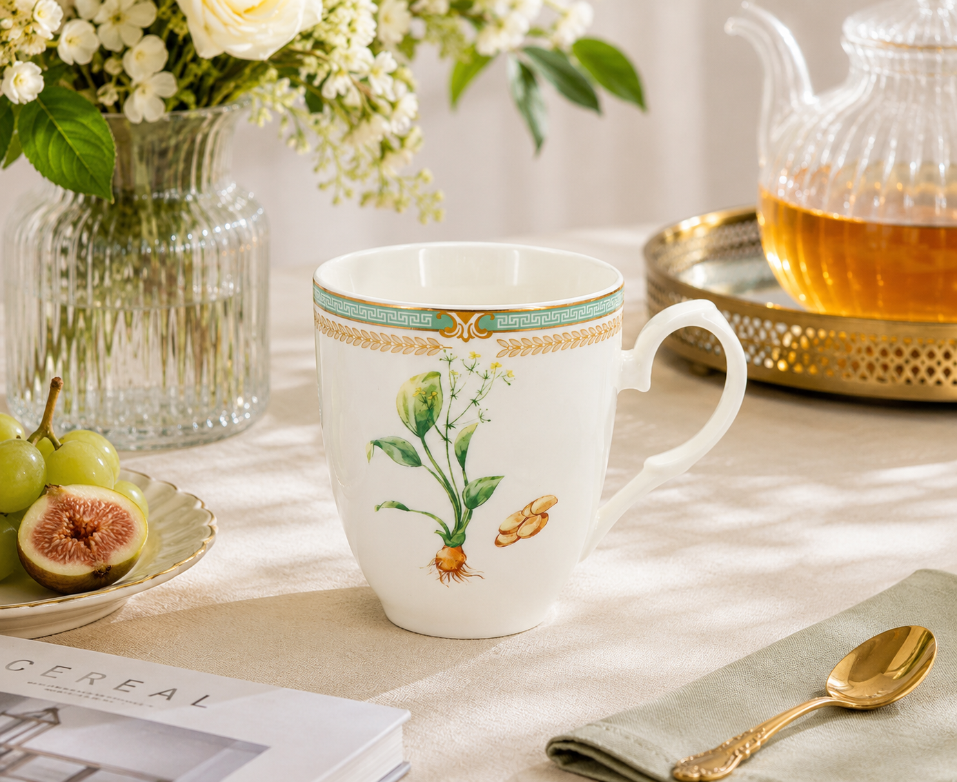 Donglin Homeware Herb - Natural Style Botanical Series Rjizonma Alismatis 280cc Mug