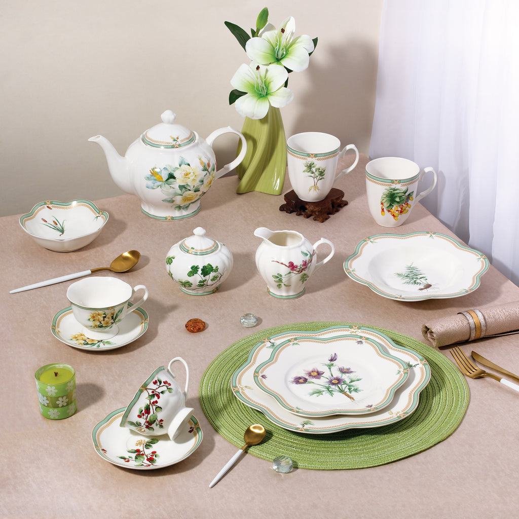 Donglin Homeware Herbal Bloom - Farmhouse Style Ceramic Tableware Set