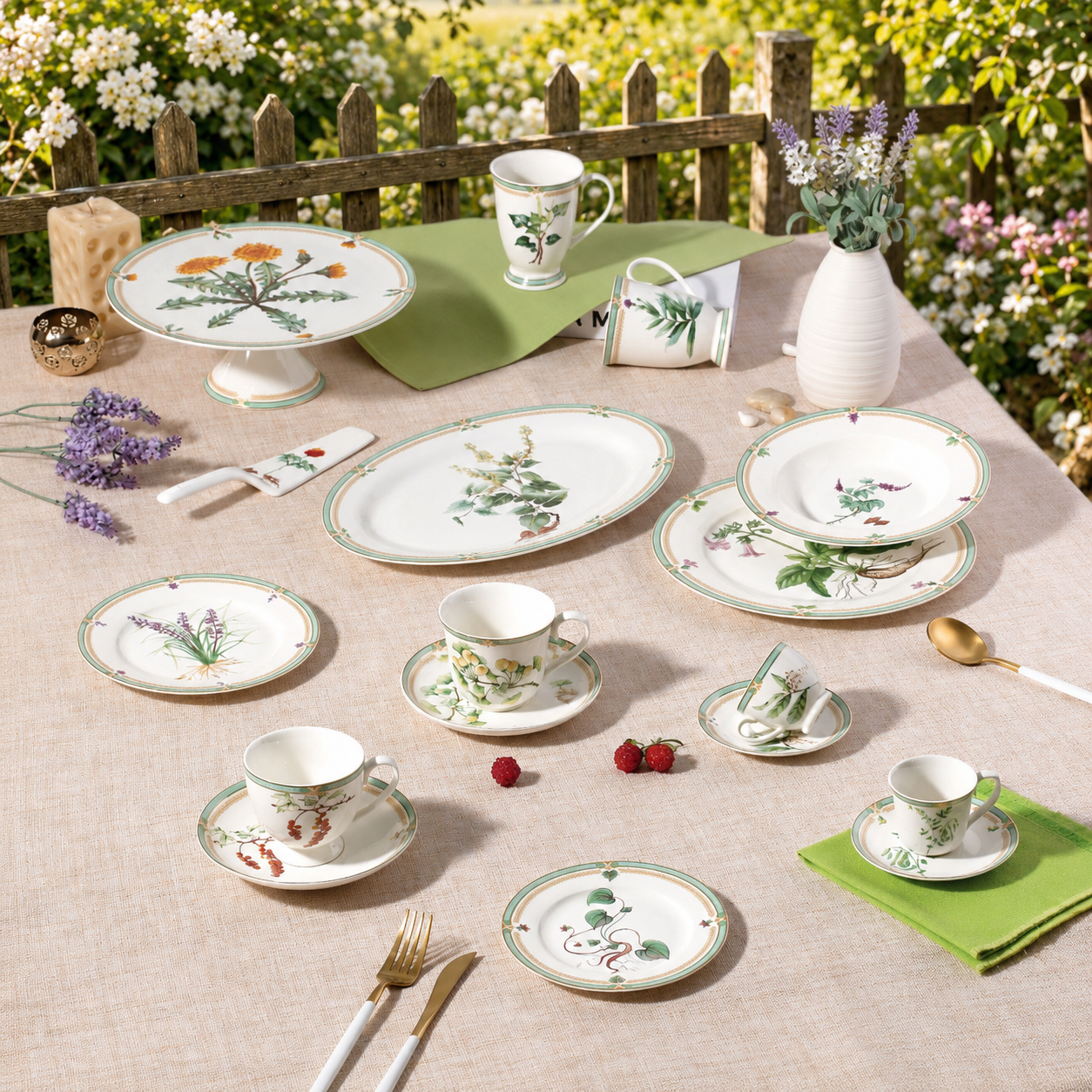 Donglin Homeware Herbal Bloom - Farmhouse Style Ceramic Tableware Set