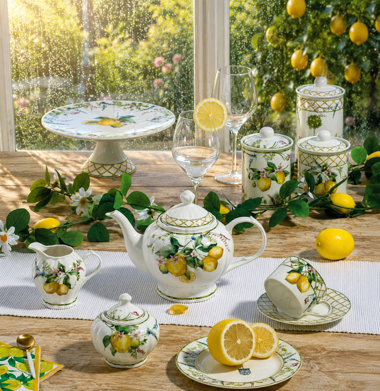 Donglin Homeware Lemon Grove - Farmhouse Style Ceramic Tableware Set