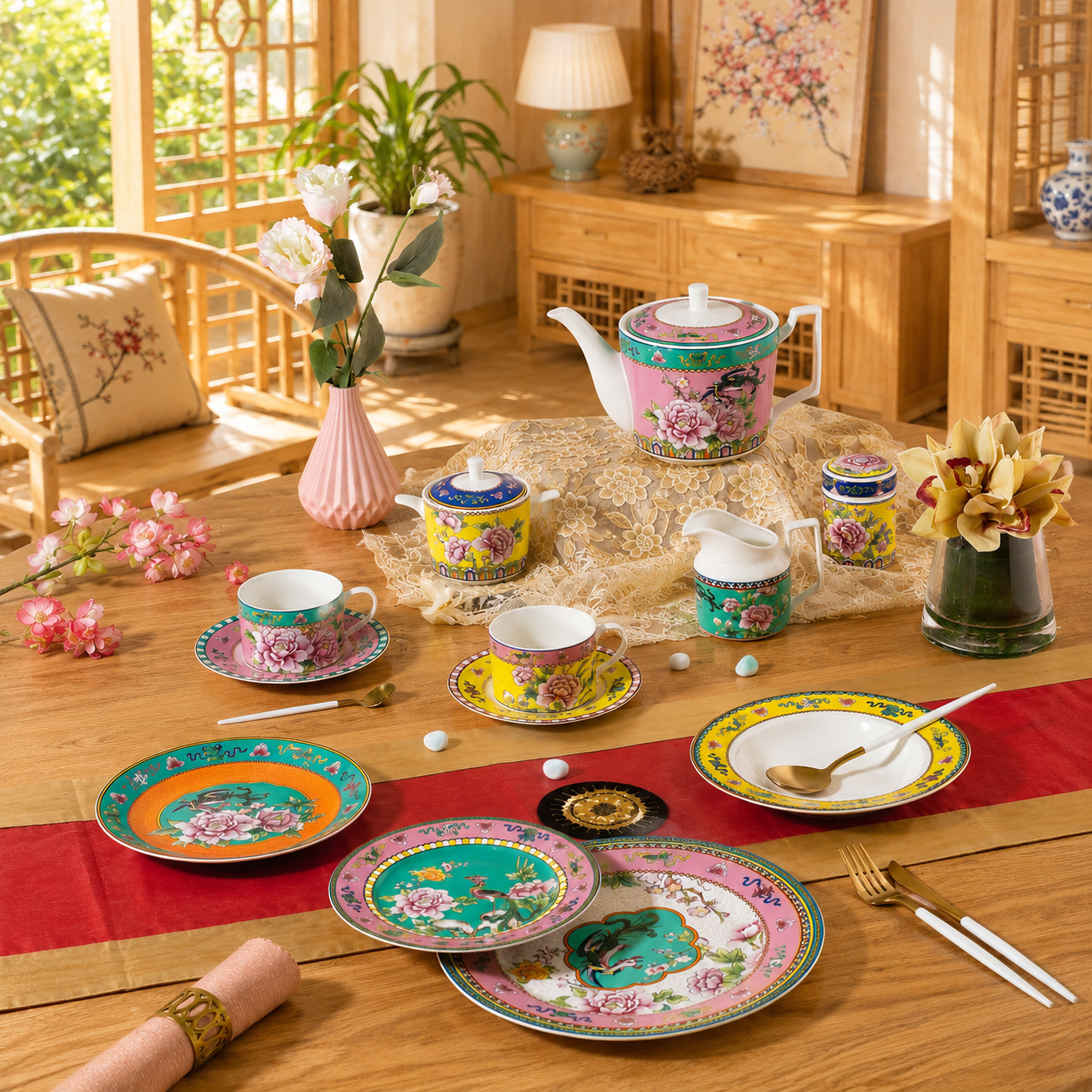 Donglin homeware opulent-phoenix-vintage-style-ceramic-dinnerware