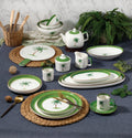 Elevate your dining with this palm breeze farmhouse style ceramic tableware set! Featuring palm tree motifs, green stripes, and a fresh white - green palette, it blends vacation vibes with functionality. Perfect for home, restaurants, or gifting.